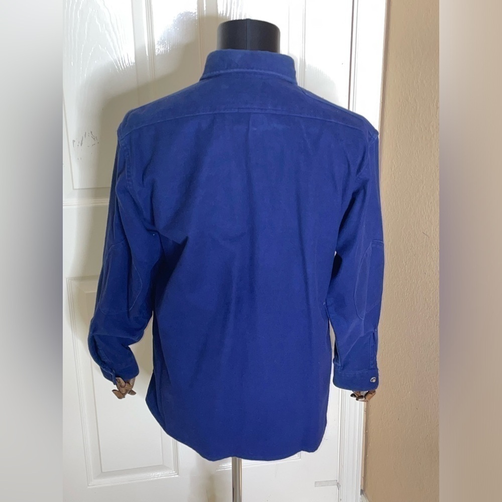 Eddie Bauer Men Snap Shirt XLarge Blue 70 Flannel Cargo Pockets Cotton Collar‍‍﻿ - Picture 3 of 11